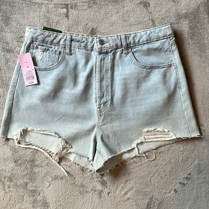 NWT - Light Blue Highest Rise Distressed Cutoff Shorts Size 16